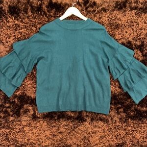 Mudpie Green Ruffle Sweater-women’s Sz L